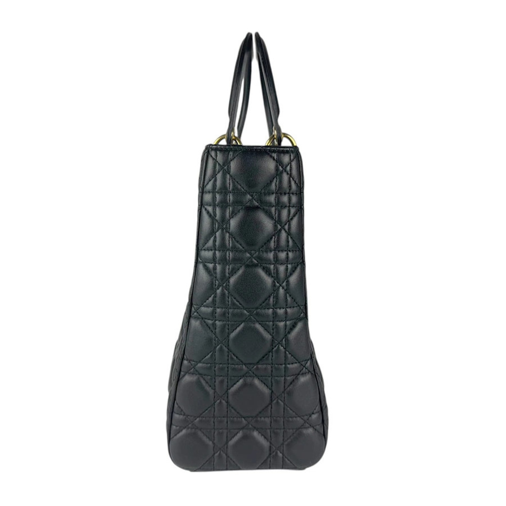 Dior Lady  Black Shoulder Christian 2way lambskin Bag